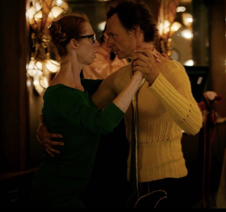 Fiona and Dom (Dominique Abel) find each other in <em>Lost in Paris.</em>
