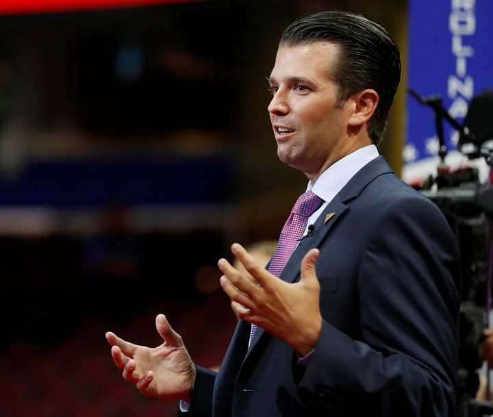 Donald Trump Jr. gives a television interview at the 2016 Republican National Convention in Cleveland, Ohio U.S. July 19, 2016. (REUTERS/Mark Kauzlarich/File photo)