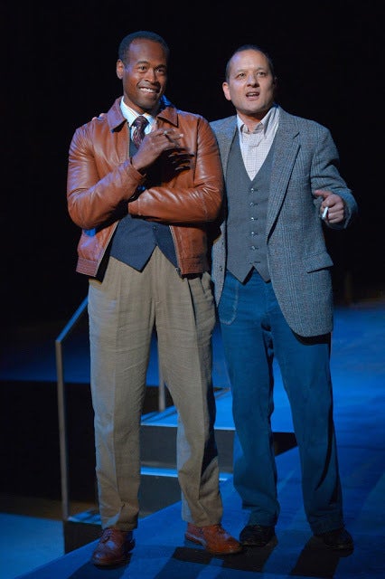 Rafael Jordan (The Gentleman Caller) and Sean San Jose (Tom) in a scene from <strong><em>The Glass Menagerie</em></strong>