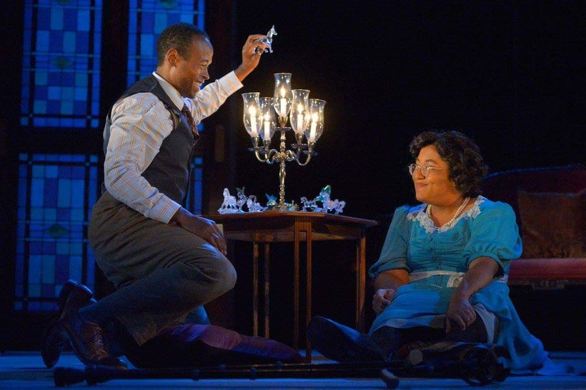 Rafael Jordan (The Gentleman Caller) and Phoebe Fico (Laura) in a scene from <strong><em>The Glass Menagerie</em></strong>