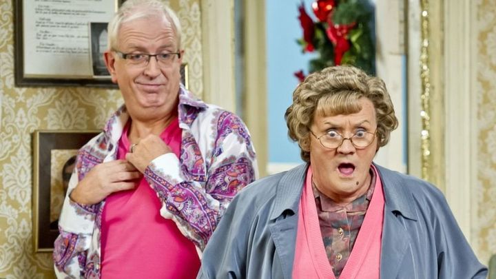 Rory (left) with Brendan O'Carroll as Mrs. Brown.
