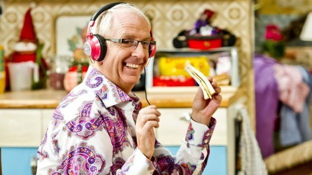 Rory Cowan apparently eating a sandwich on the set of 'Mrs Brown's Boys'