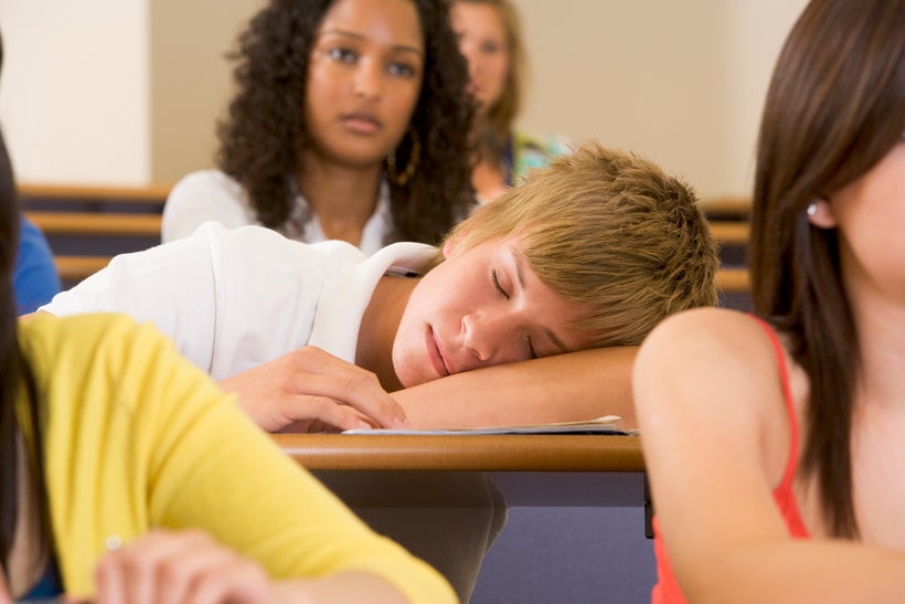 Student asleep in class