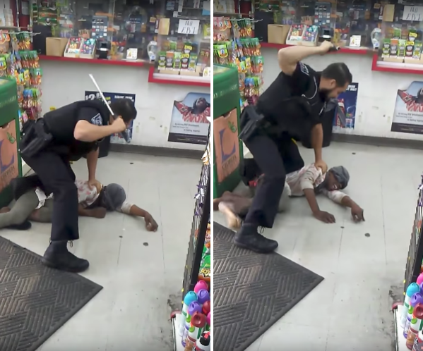 Newly released video captured the officer repeatedly beating the woman with a baton.