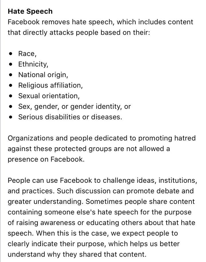 Facebook’s Community Standards on “Hate Speech”