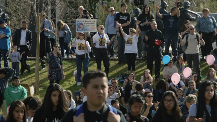Anti-abortion protestors come together to protest in Arizona.