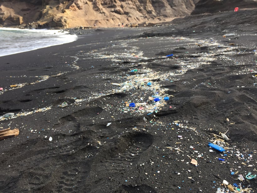 Washed up litter at the Sandy Bay beach.