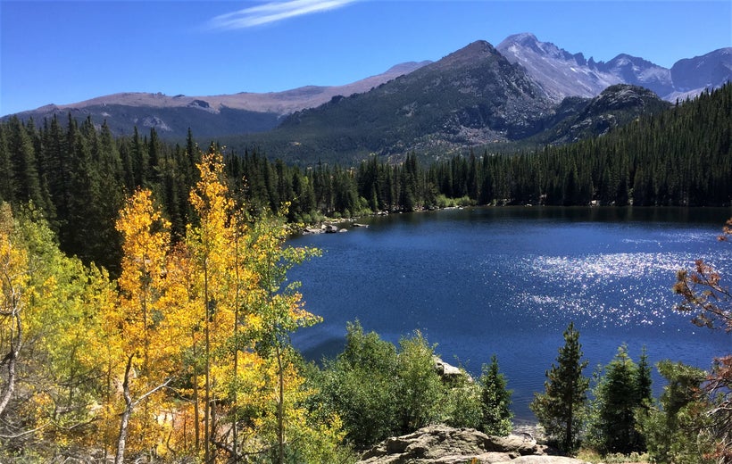Longs Peak towers above Bear Lake.