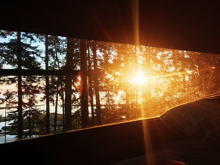 Watching sunrise from bed on Vancouver Island