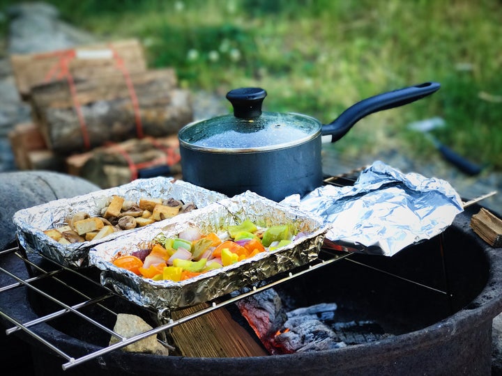 Cooking on the campfire - this was Korma night