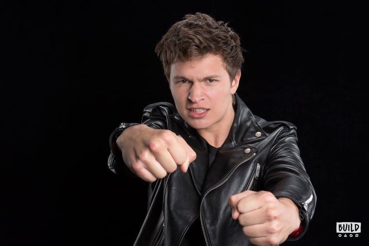 Backstage photo of actor Ansel Elgort at BUILD.