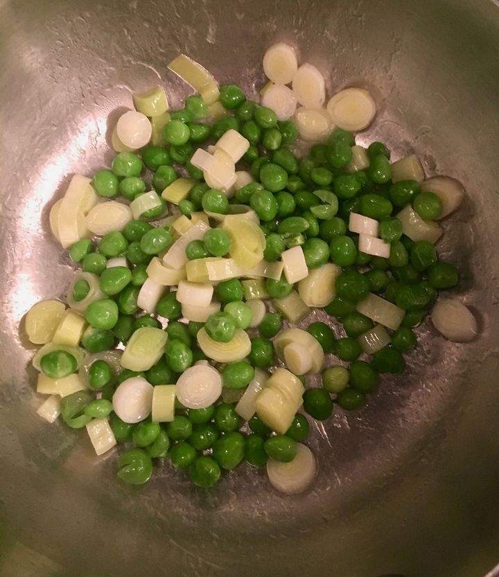 And, once added, the peas cook in even less time