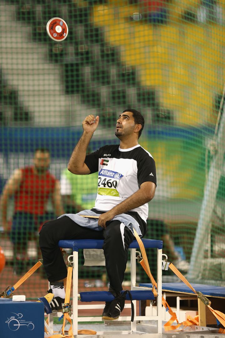 Abdullah Hayayei of UAE pictured in the men's discus F34 in 2015 in Doha, Qatar