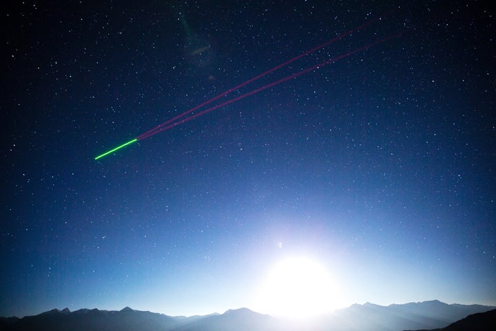 Quantum satellite 'Micius' flies past the quantum teleportation experiment platform in Ali, southwest China's Tibet Autonomous Region.