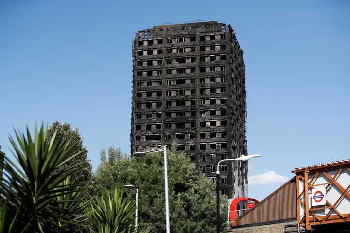 Grenfell Tower a day after the June 14 fire that has claimed at least 80 lives
