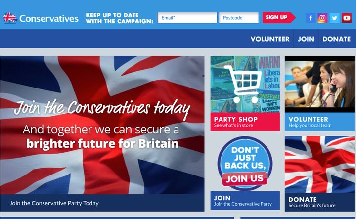 The Conservative Party website on July 12. 