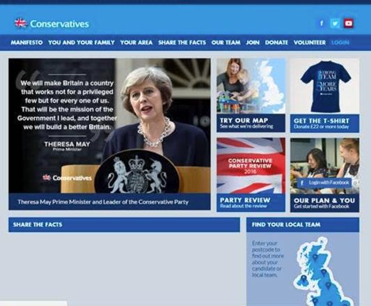 The Conservative website on July 14 2016 - the day after Theresa May became Prime Minister.