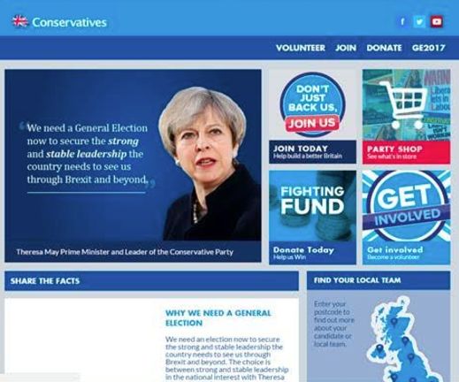 The Conservatives website on April 26 2017 - during the General Election campaign.