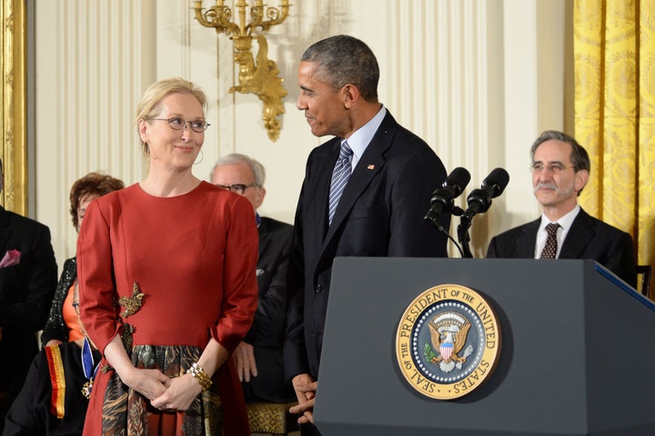 President Barack Obama presents the 2015 Presidential Medal of Freedom to actress Meryl Streep as well as 18 others. 