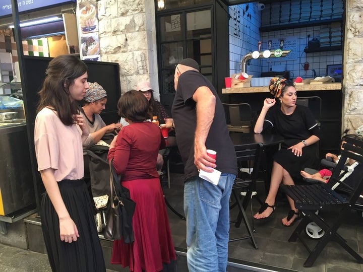 Orthodox Jewish women wearing headgear in Jerusalem, Israel.