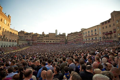 The Palio is a big tradition in Siena and draws huge crowds