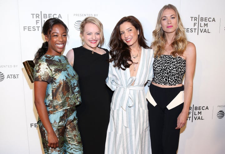 Samira Wiley, Elisabeth Moss, Reed Morano and Yvonne Strahovski attend the premiere of "The Handmaid's Tale" during Tribeca F