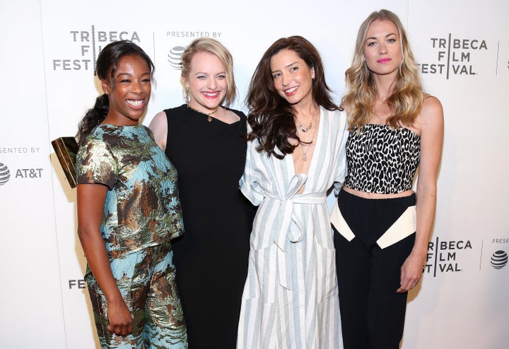 Samira Wiley, Elisabeth Moss, Reed Morano and Yvonne Strahovski attend the premiere of "The Handmaid's Tale" during Tribeca Film Festival.