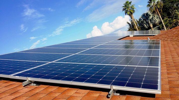 A rooftop solar installation in Florida. According to the installer, Solar Advantage, this homeowner will save $2,500 a year on power bills from Duke Energy.