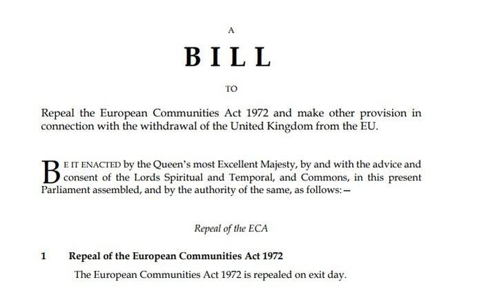 The front page of the historic bill.