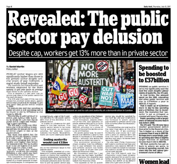 Thursday's Daily Mail carried an interpretation of IFS research in a half-page article