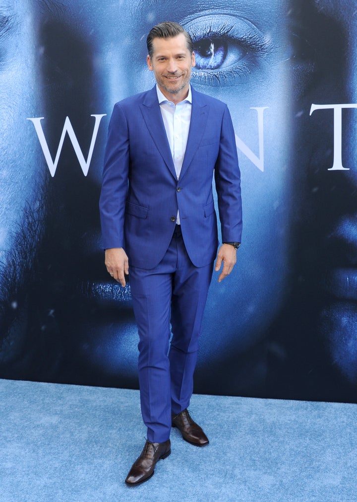 Actor Nikolaj Coster-Waldau looking brilliant in blue. 