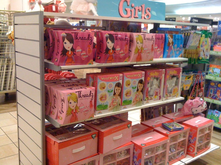  Girls toys. You can tell because they’re pink. 