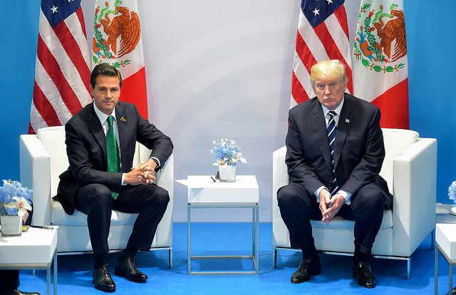 Mexican President Enrique Peña Nieto and President Donald Trump at 2017 G20 Hamburg Summit.