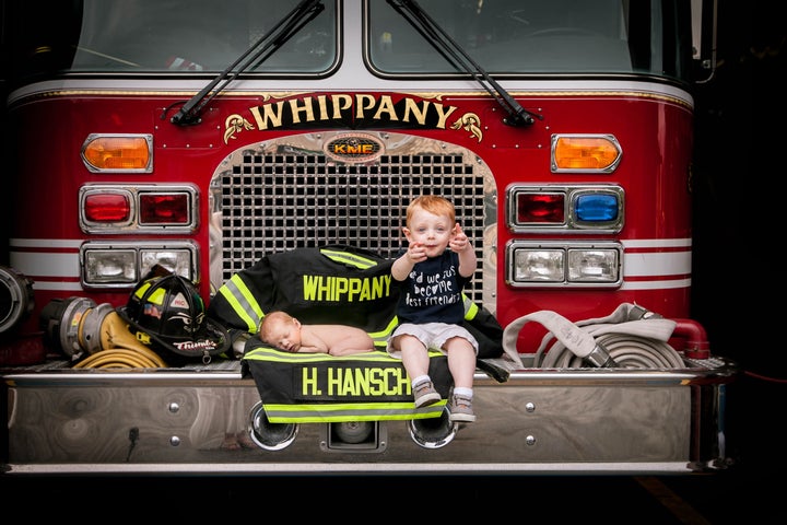 Hudson's dad is a volunteer firefighter. 