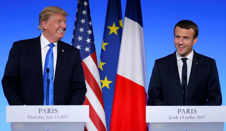Trump and Macron, seemingly getting along handsomely. 