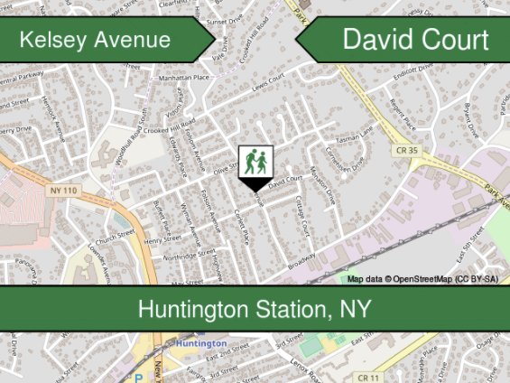 I now know Kelsey Avenue and David Court intersect in Huntington Station, New York. Thank you, Crossing. 