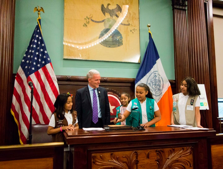 In April, New York City Council Majority Leader Jimmy Van Bramer recognized the troop's accomplishments at a ceremony at New York City Hall.