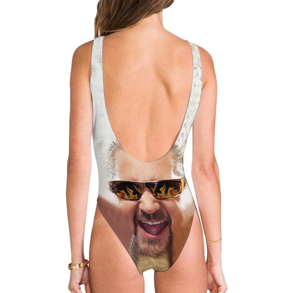 face on bathing suit