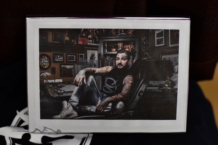 A picture of Clint hangs on the wall at his shop Sparrows 