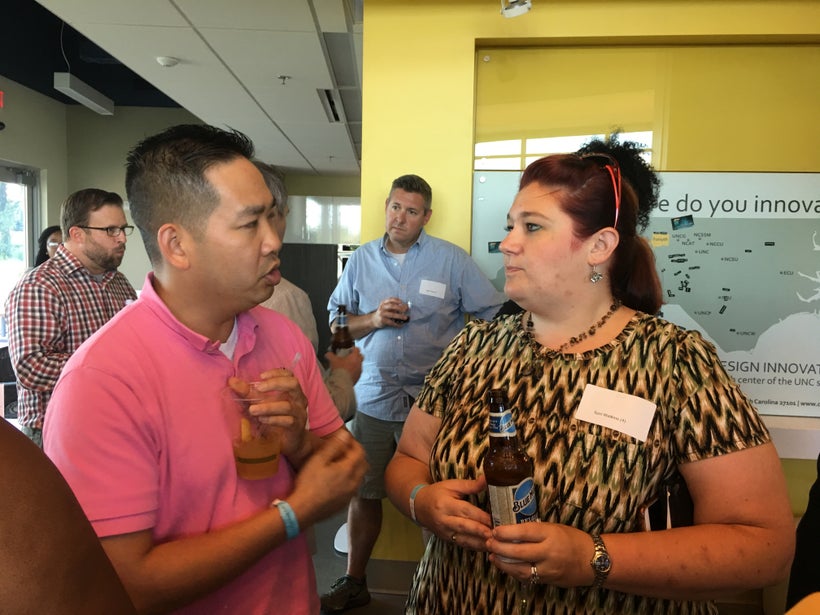 Triad leaders mingling at Venture Café’s Thursday Gathering.