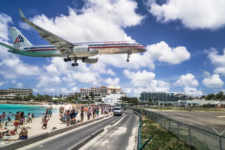  A commercial airline landing at the Princess Juliana International Airport in St Maarten (file picture)