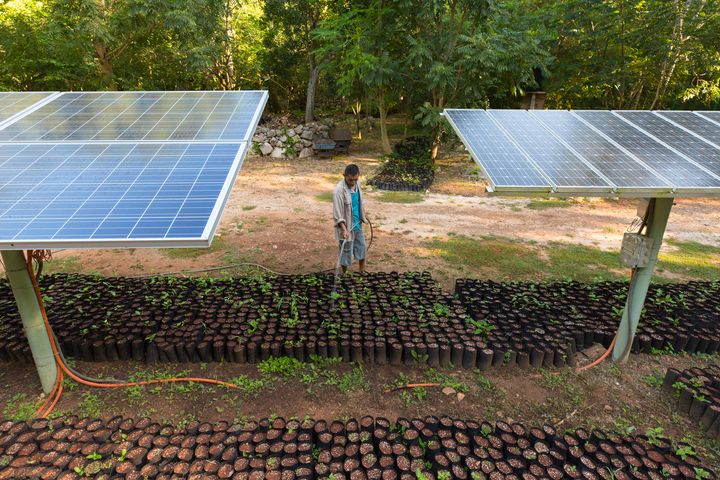 <p>Solar panels at the Kaxil Kiuic Biocultural Reserve © Erich Schlegel </p>