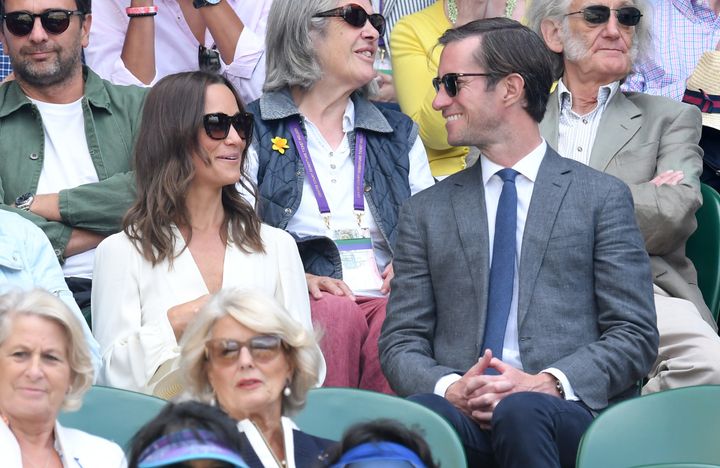 Pippa Middleton and James Matthews attend day 11 of Wimbledon 2017 on 14 July 2017 in London, England.