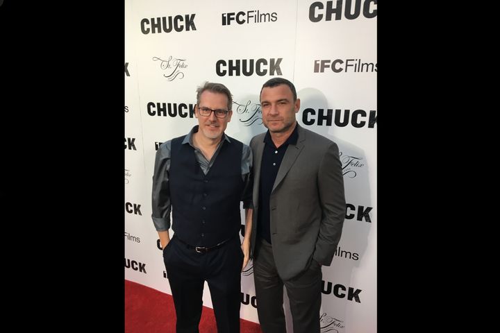 <p>Corey Allen Jackson with Liev Schreiber, star of ‘Chuck’</p>