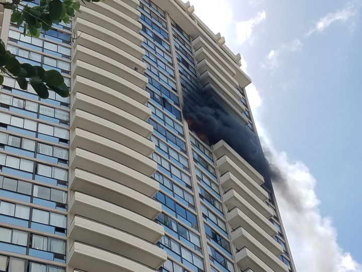 The Marco Polo building in Honolulu caught fire Friday afternoon. 