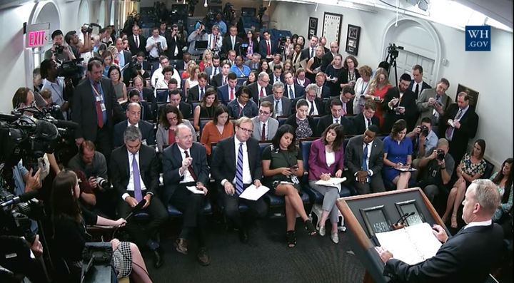 Press Secretary Sean Spicer faces the free press, June 20, 2017. 