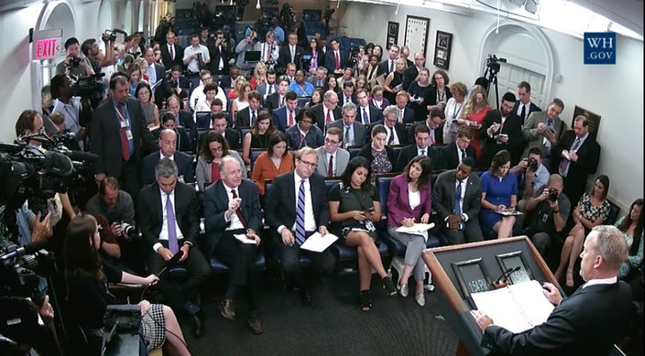 Press Secretary Sean Spicer faces the free press, June 20, 2017.