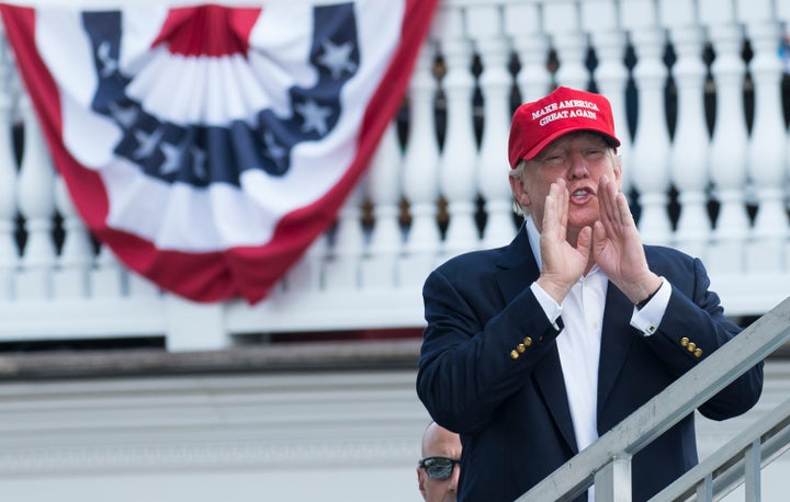 President Donald Trump at the U.S. Women's Open Golf Championship at Trump National Golf Course in Bedminster, N.J., on Saturday.