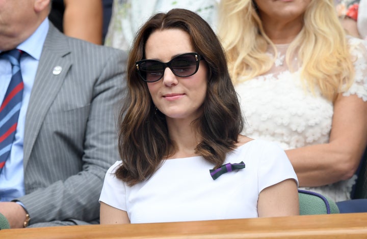 Duchess of Cambridge attends day 13 of Wimbledon 2017 on July 16, 2017 in London, England.