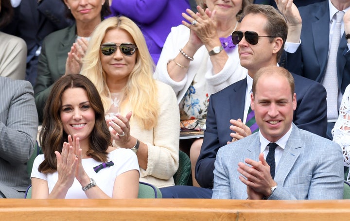 Duchess of Cambridge and Prince William, Duke of Cambridge attend day 13 of Wimbledon 2017 on July 16, 2017 in London, England.